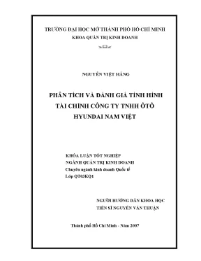 Phân Tích Tình Hình Tài Chính Công Ty TNHH Ôtô Hyundai