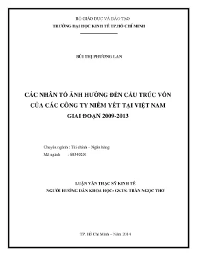 Các nhân tố ảnh hưởng đến cấu trúc vốn của công ty niêm