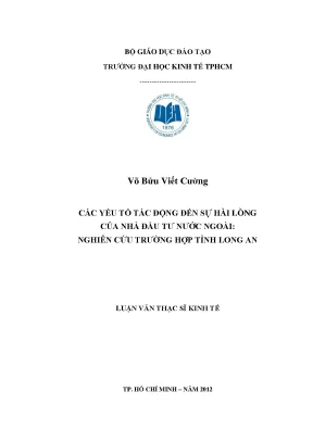 Các yếu tố ảnh hưởng đến sự hài lòng của nhà đầu tư nước