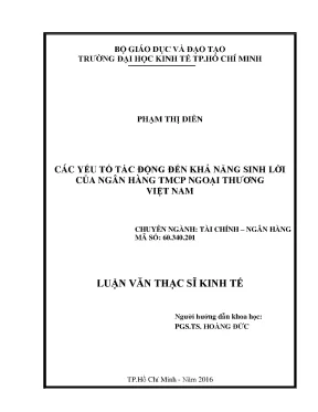 Các yếu tố ảnh hưởng đến khả năng sinh lời của ngân hàng