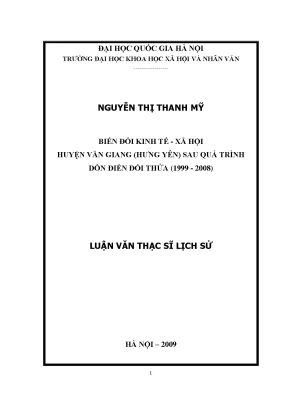 Biến đổi KT-XH Văn Giang sau dồn điền đổi thửa 1999-2008