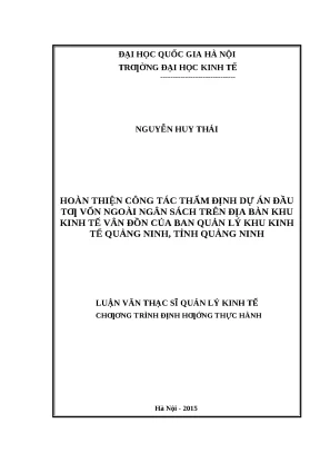 Hoàn thiện thẩm định dự án đầu tư ngoài ngân sách tại