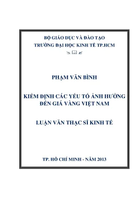Nghiên cứu các yếu tố ảnh hưởng đến giá vàng Việt Nam
