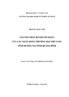 Luận văn: Rủi ro tín dụng các NHTM tại Quảng Bình (UEH)