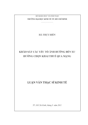 Khảo sát các yếu tố ảnh hưởng đến việc chọn khai thuế