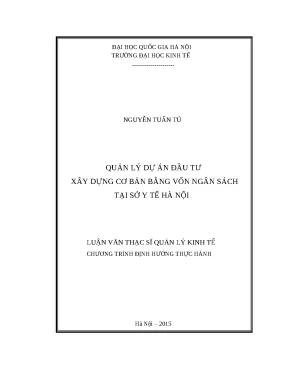 Quản Lý Dự Án Đầu Tư Xây Dựng Cơ Bản Tại Sở Y Tế Hà Nội