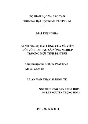 Đánh Giá Sự Hài Lòng Của Xã Viên Đối Với Hợp Tác Xã Nông