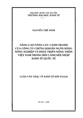 Nâng cao năng lực cạnh tranh của Agriseco trong bối cảnh