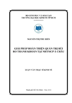 Luận văn: Quản trị rủi ro thanh khoản tại Ngân hàng ACB