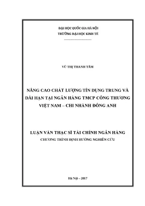 Luận văn: Chất lượng tín dụng tại VietinBank Đông Anh