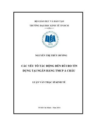Luận văn: Rủi ro tín dụng tại Ngân hàng Á Châu (ACB)