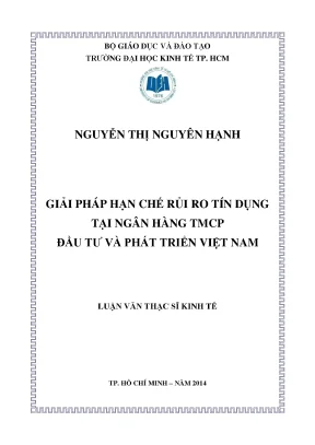 Luận văn hạn chế rủi ro tín dụng tại BIDV (UEH)
