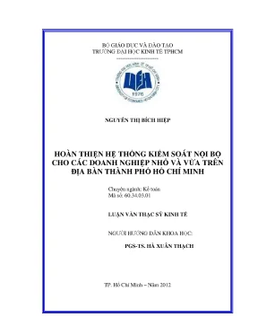 Hoàn thiện hệ thống kiểm soát nội bộ cho doanh nghiệp