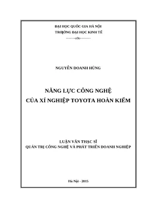 Luận văn thạc sĩ: Năng lực công nghệ Toyota Hoàn Kiếm