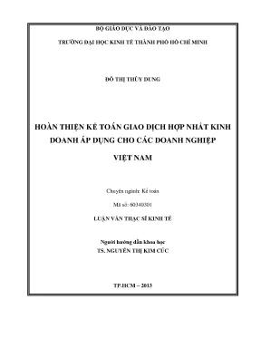 Hoàn thiện kế toán giao dịch hợp nhất kinh doanh cho