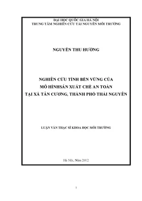 Nghiên cứu tính bền vững mô hình sản xuất chè an toàn