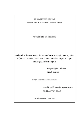 Luận văn: KSNB ảnh hưởng chống thất thu thuế (Thạc sĩ UEH)