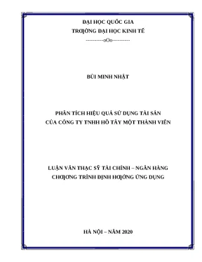 Phân tích hiệu quả sử dụng tài sản của Công ty TNHH Hồ Tây