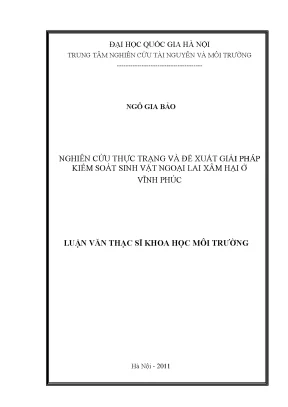 Giải pháp kiểm soát sinh vật ngoại lai xâm hại tại Vĩnh Phúc