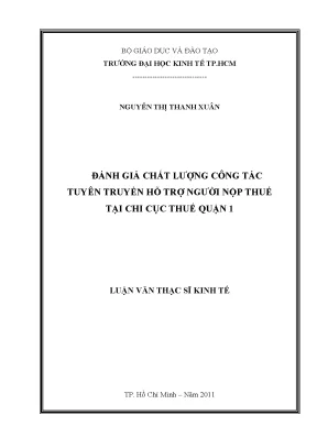 Luận văn: Chất lượng hỗ trợ người nộp thuế tại CCT Quận 1