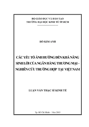 Các yếu tố ảnh hưởng đến khả năng sinh lời của ngân hàng