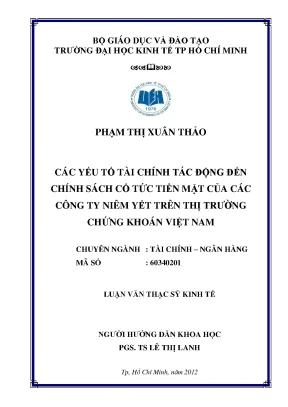 Luận văn: Các yếu tố tài chính ảnh hưởng chính sách cổ tức