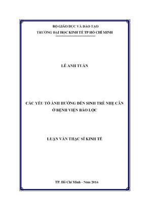 Các yếu tố ảnh hưởng đến sinh trẻ nhẹ cân tại Bệnh viện