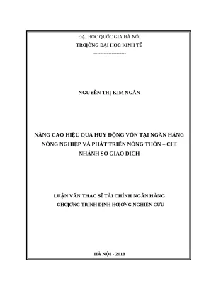 Nâng cao hiệu quả huy động vốn tại Agribank Sở Giao Dịch