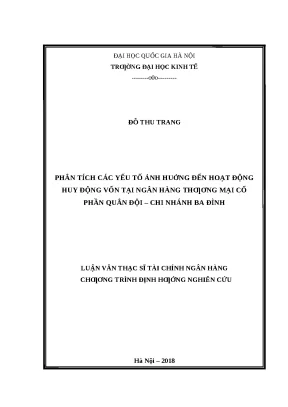 Phân Tích Yếu Tố Ảnh Hưởng Đến Huy Động Vốn Tại Ngân