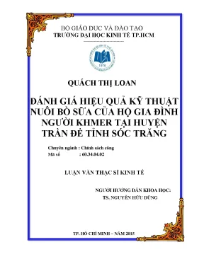 Luận văn hiệu quả nuôi bò sữa của người Khmer Sóc Trăng