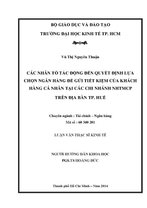 Những yếu tố ảnh hưởng đến quyết định chọn ngân hàng gửi