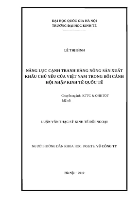 Năng Lực Cạnh Tranh Hàng Nông Sản Xuất Khẩu Việt Nam 