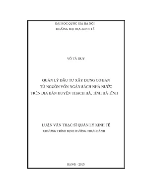Quản lý đầu tư xây dựng cơ bản từ ngân sách nhà nước tại