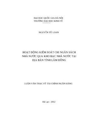 Kiểm Soát Chi Ngân Sách Nhà Nước Qua Kho Bạc Tại Lâm Đồng