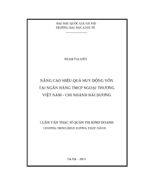 Nâng cao hiệu quả huy động vốn tại Vietcombank Hải Dương