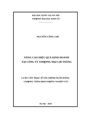 Nâng Cao Hiệu Quả Kinh Doanh Tại Công Ty Thương Mại Lợi