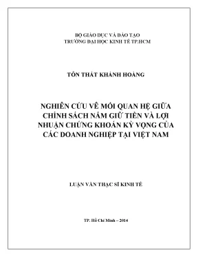 Nghiên cứu mối quan hệ giữa chính sách nắm giữ tiền và