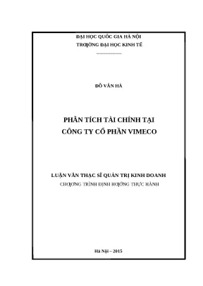 Phân Tích Tài Chính Tại Công Ty Cổ Phần VIMECO