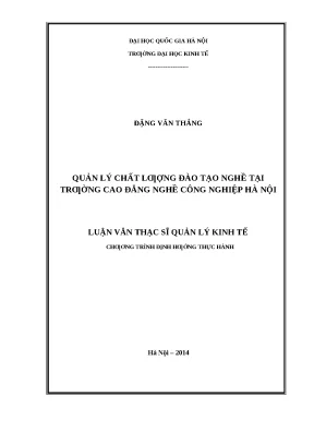 Quản Lý Chất Lượng Đào Tạo Nghề Tại Trường Cao Đẳng Nghề