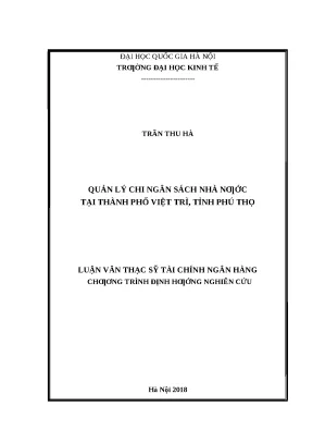 Luận văn: Quản lý chi ngân sách nhà nước tại Việt Trì
