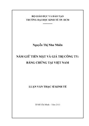 Nghiên cứu mối quan hệ giữa nắm giữ tiền mặt và giá trị