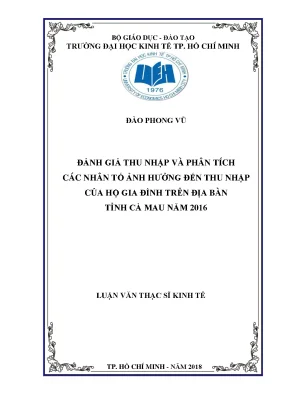 Đánh Giá Thu Nhập Hộ Gia Đình Tại Cà Mau Năm 2016: Phân