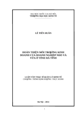 Luận văn: Môi trường kinh doanh của DNNVV tại Hà Tĩnh