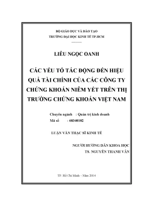 Các yếu tố ảnh hưởng đến hiệu quả tài chính của công ty