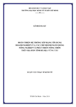 Hoàn thiện hệ thống xếp hạng tín dụng doanh nghiệp tại