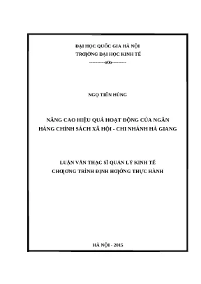 Nâng cao hiệu quả hoạt động của Ngân hàng Chính sách Xã
