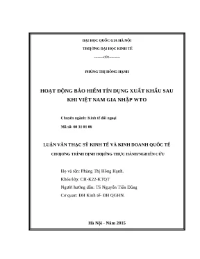 Phát triển bảo hiểm tín dụng xuất khẩu Việt Nam sau WTO
