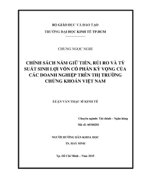 Chính sách nắm giữ tiền và tác động đến tỷ suất sinh lợi