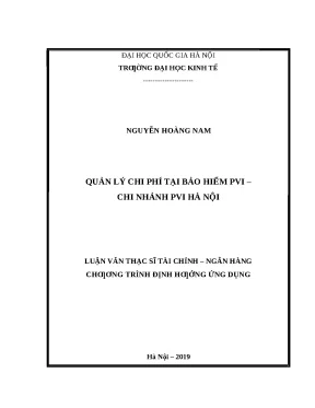 Luận văn Quản lý chi phí tại Bảo hiểm PVI Hà Nội