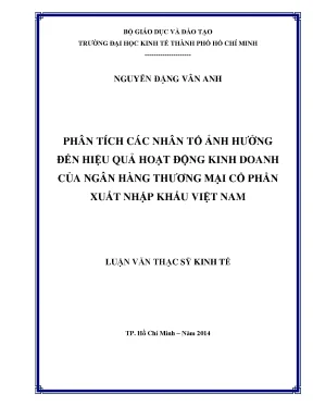 Luận văn: Yếu tố ảnh hưởng hiệu quả kinh doanh Eximbank